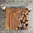 thumbnail image 3 of Ambesonne Rustic Quilted Bedspread Set 3 Pcs, Wooden Table Wine Corks, Queen Size, Brown, 3 of 3