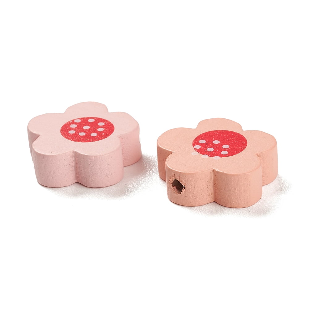Spray Painted Natural Maple Wood Beads Flower Mixed color 18x19x6mm Hole: 2mm about 549pcs/500g