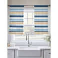thumbnail image 5 of Blue Khaki Striped Sheer Curtains 45 Inch Length 2 Panels Set Window Treatments, Farmhouse Stripes Modern Abstract Art Rod Pocket Semi Curtains for Living Room/Bedroom/Kitchen Décor, 104"W x 45"L, 5 of 7