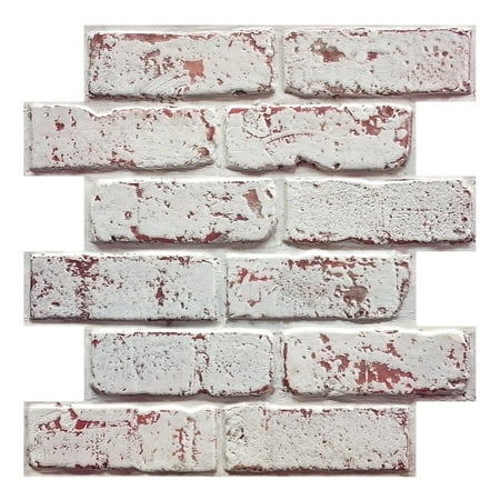 Commomy 10 Pcs 3D Faux Brick Wall Panels Peel and Stick Wall Tile,Thin PVC Brick Panels,11.8"X11.8"
