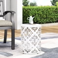 thumbnail image 6 of Large Metal Accent Table for Indoor & Outdoor, Stable Frame / Elegant Floral Pattern, Easy Decor Match, 6 of 6