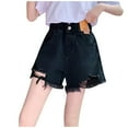 thumbnail image 2 of MKOSPLRT Jean Shorts for Girl 5-16 Years Elastic Waist Baggy Wide Leg Denim Shorts Casual Split Hem Jeans Color Wash Streetwear Jeans with Pocket, 2 of 5