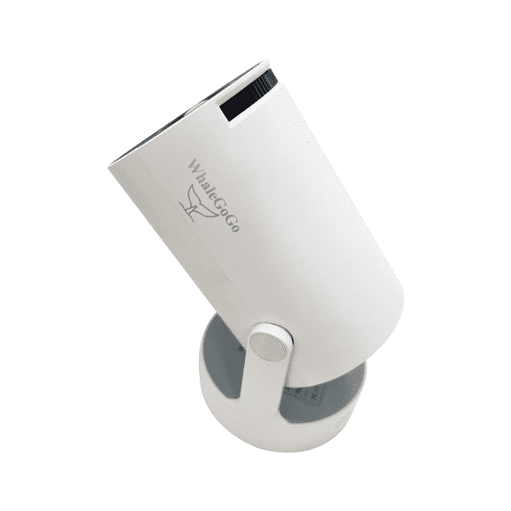 WhaleGoGo [Built-in App] Mini Projector Portable Projector, Dual Control with Mouse, WiFi 6, BT 5.4, 180° Rotation Support 4K 1080P, Compatible with HDMI/TV Stick/USB/Laptop, Includes Mouse, White