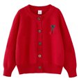 thumbnail image 2 of ATOGUTA Girls' Sweaters Embroidered Cardigan Sweater Long Sleeve Button Up Knit Outerwear Red, Size 2T-8, 2 of 3