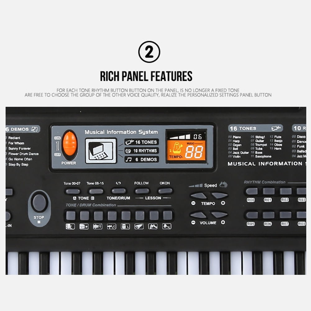 61-Key Digital Electric Piano Keyboard Portable Multi-Functional Keyboard with Microphone