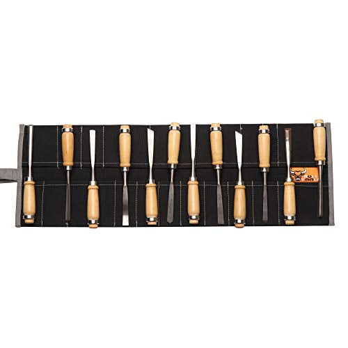 Bull Tools BT 18-506 Wood Working /& Carving Tool Storage Organizer Tool Roll Dyed Heavy Weight Cotton Canvas 24 Pocket Washed Coal Black Black//Grey