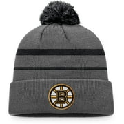 Men's Fanatics Branded Charcoal/Black Boston Bruins Cuffed Knit Hat with Pom - OSFA