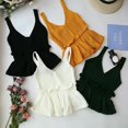 thumbnail image 1 of Chaleco de punto para mujer Peplum Tank Top Bodycon Ruffle Camisole Slim Sweater Sexy, 1 of 2