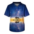 thumbnail image 1 of Men's Short Sleeve V Neck Star Print Chest Pocket Work Top M, 1 of 3