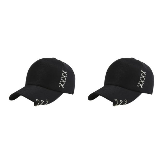 Thinsony Breathable Fabric Sweat-absorbing Cap With Rings For Comfortable Fit All Day Ring Baseball Cap Hat Wide Application Black 2Set