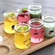 thumbnail image 5 of Frascos de yogur Frascos de 6 piezas con tapa Tarro de albañil para pudín Leche Yogur Hacer Mini taza de postre con tapa de plástico Botella de vidrio de pudín con lindo diseño de emoji Ormromra LKX-1538, 5 of 8