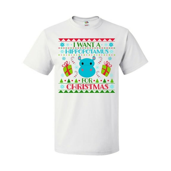 Inktastic I Want a Hippopotamus for Christmas Cute Ugly Sweater T-Shirt