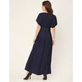 thumbnail image 4 of Moomaya Solid Rayon Short Sleeve Fit & Flare Dress - V Neck Summer Dress, 4 of 9