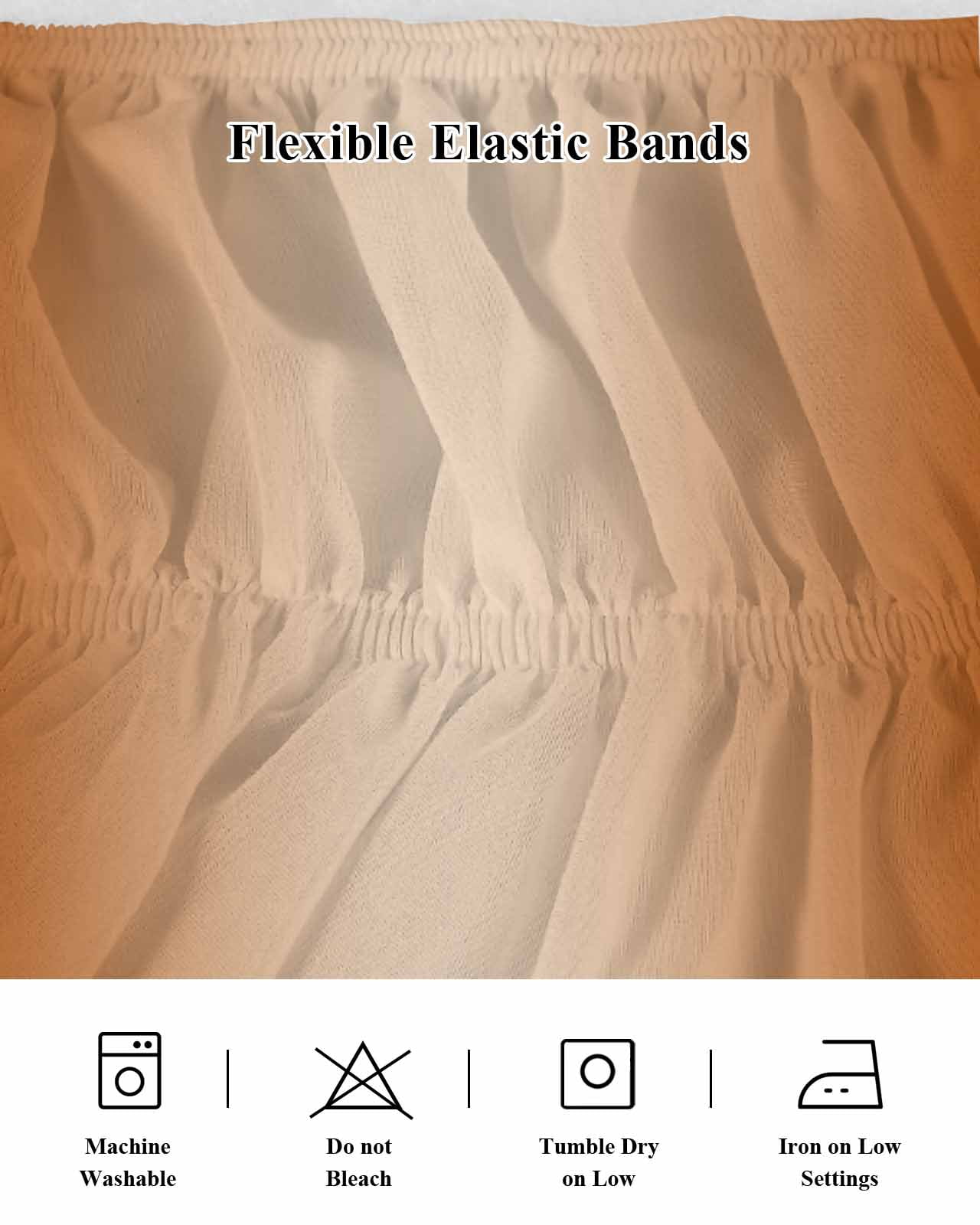Burnt Orange Ombre Bed Skirt King Size, Modern Gradient Abstract Art Wrap Around Bed Skirting with Adjustable Elastic Strap, Dust Ruffled Pleated Bedskirts 18 Inch Drop for Bedroom King Beds