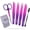 Purple, variant on MORGLES 6Pcs Stainless Steel Tweezers Set for Eyebrow Shaping & Ingrown Hair - Curved Scissors, Brow Brush & Leather Case, Mixed Color