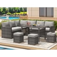 thumbnail image 6 of YODOLLA 7-Piece Patio Conversation Set with 43" Fire Pit Table, Outdoor Sectional Sofa, PE Rattan Wicker Furniture, Steel Frame, Gray, 6 of 7