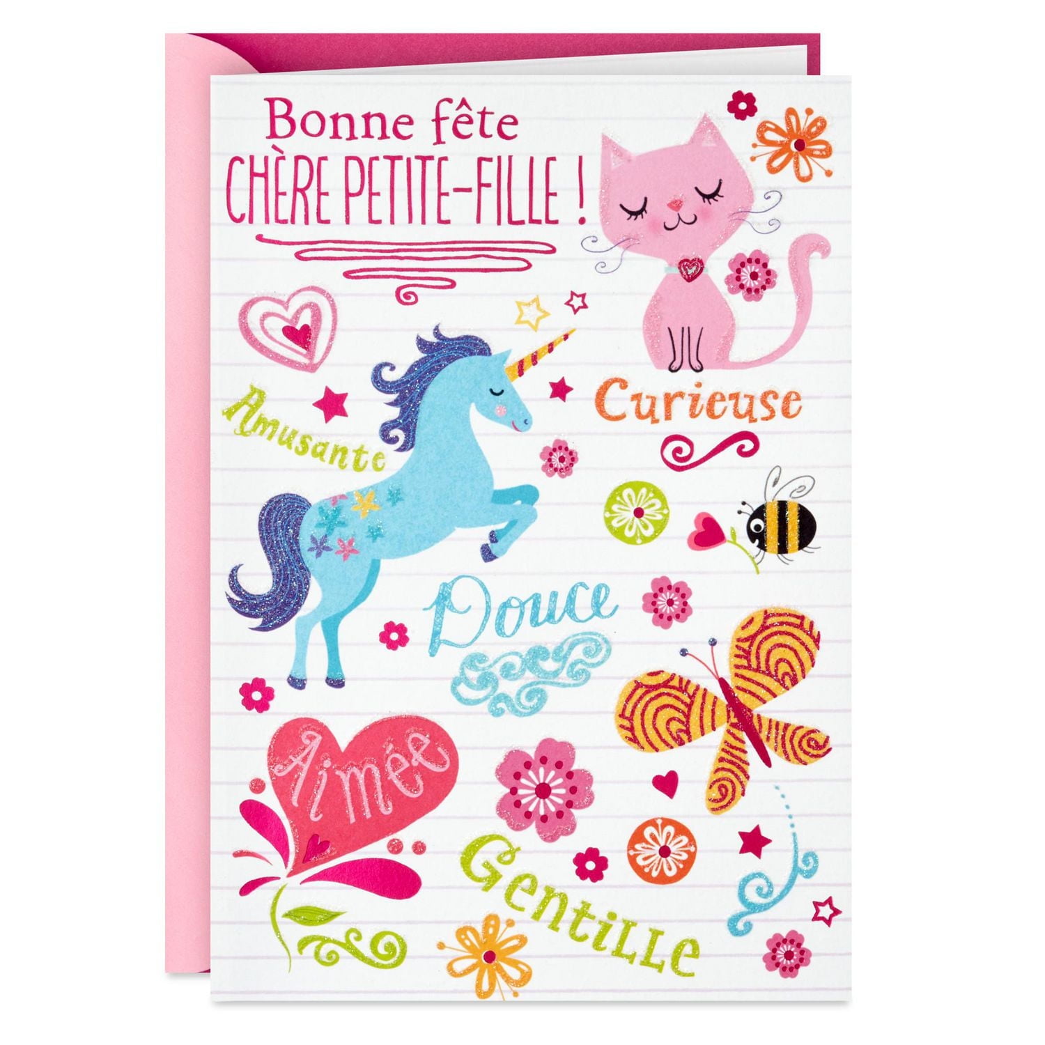 Carte de fête pour une petite-fille – Hallmark (Licorne, chat)