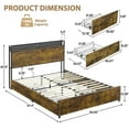 thumbnail image 3 of Queen Bed Frame with Storage Headboard and 6 Drawers,LED Bed Frame with USB Ports, Queen Size Platform Bed Frame with Headboard, Strong Wood Slats Support, 3 of 9