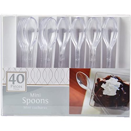 Amscan Plastic Mini Disposable-Spoons, 4", Clear