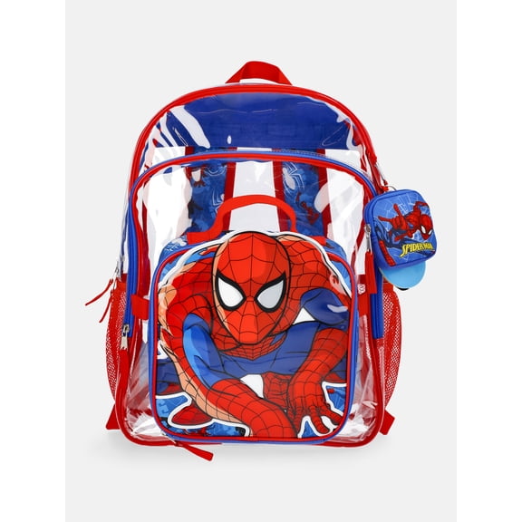 Spider-Man Clear Backpack with Lunch Box and Bag Charms