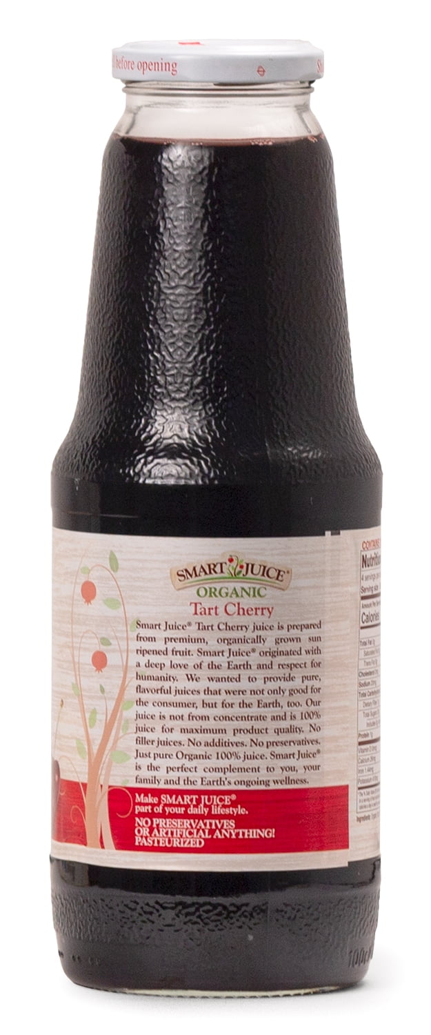 Smart Juice Organic Tart Cherry Juice  - 100% Juice, Not From Concentrate - 33.8 fl oz (1L) - (case of 6)