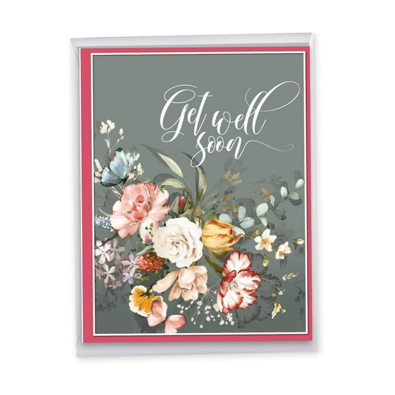 NobleWorks Jumbo Get Well Greeting Card From Us 8.5 x 11 Inch with Envelope (1 Pack) Big, Jumbo Be Well Soon - Gray J10350JGWG-US