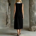 thumbnail image 4 of ClodeEU Women's Sleeveless Peter Pan Collar Contrast Trim Midi Dress, Casual A-Line Sundress with Pockets Black,Women's Plus L, 4 of 6