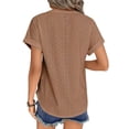 thumbnail image 5 of UVN T Shirts for Women Summer Short Sleeve Eyelet Tops Dressy Casual Crewneck Blouses, 5 of 9