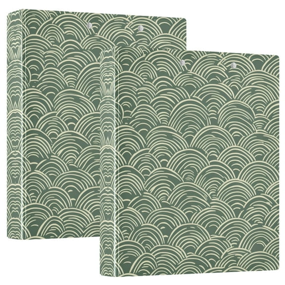 FORMRS 3 Ring Binder 1.5 inch with Pockets Set of 2 Clip Board 200 Sheets Capacity, Retro Green Abstract