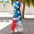 thumbnail image 4 of cocolona Womens 4th of July Dress Summer Casual America Flag Print Patriotic Long Maxi Dress V Neck Sleeveless Pleated Flowy Beach Sundress with Pockets, 4 of 7