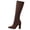 Brown, variant on Womens Knee High Sock Boots Knit Stretch Chunky Heeled Pointed Toe Pull on Booties for Fall Winter Date Night Beige Size 8.5