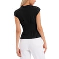 thumbnail image 3 of INSPIRE CHIC Women's Peplum Top Cap Sleeve Crew Neck Smocked Waist Casual Blouses Black L, 3 of 6