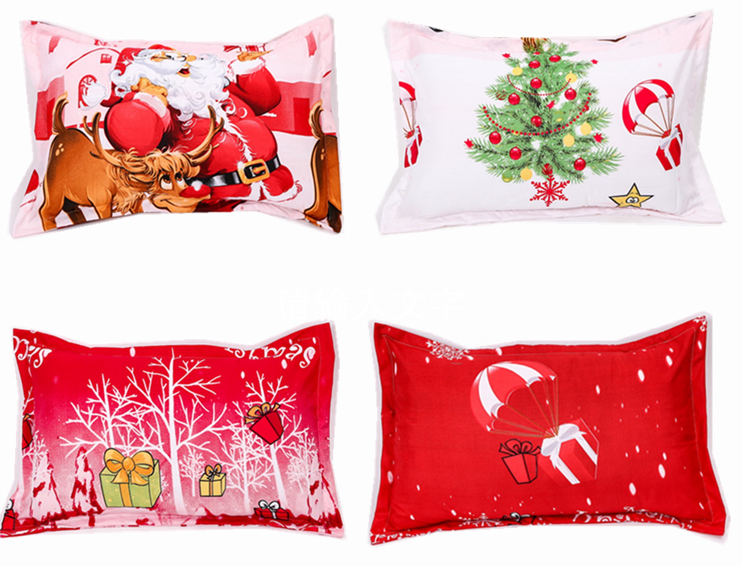 Green Essen 4 Pieces Bedding Set King Size Christmas Duvet Cover Quilt Cover Flat Sheet Pillowcases Red Christmas Decor Cartoon Santa Claus