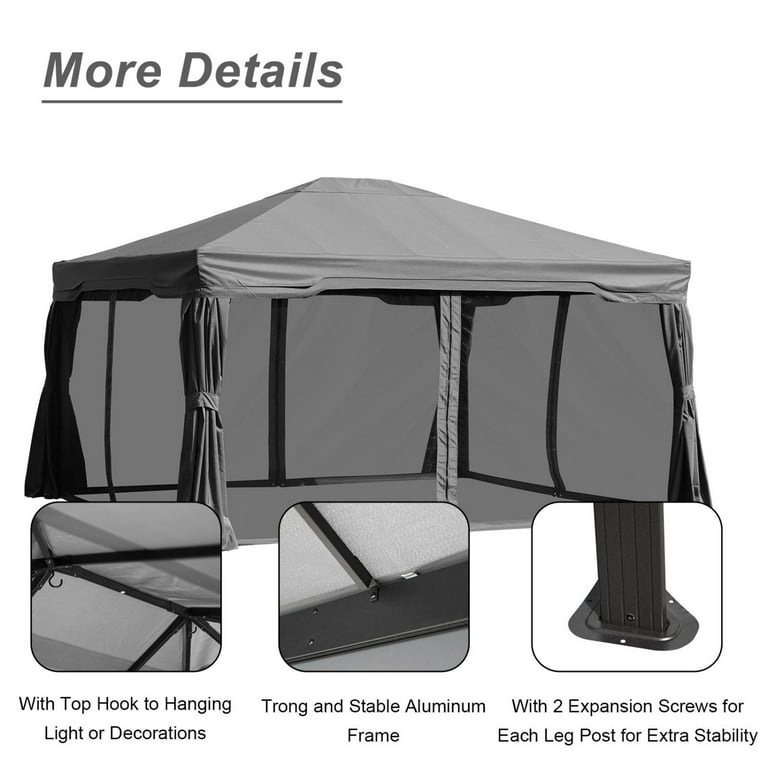 Aoodor 14x12 ft. Waterproof Gazebo Tent with Curtain Aoodor 14x12 ft. Waterproof Gazebo Tent with Curtain