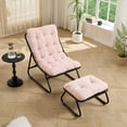 thumbnail image 4 of Jopath Outdoor Lounge Chair with Ottoman, Comfy Sling Recliner Chair with Puffy Cushion and Foot Stool for Living Room Bedroom Reading Room Pink, 4 of 9