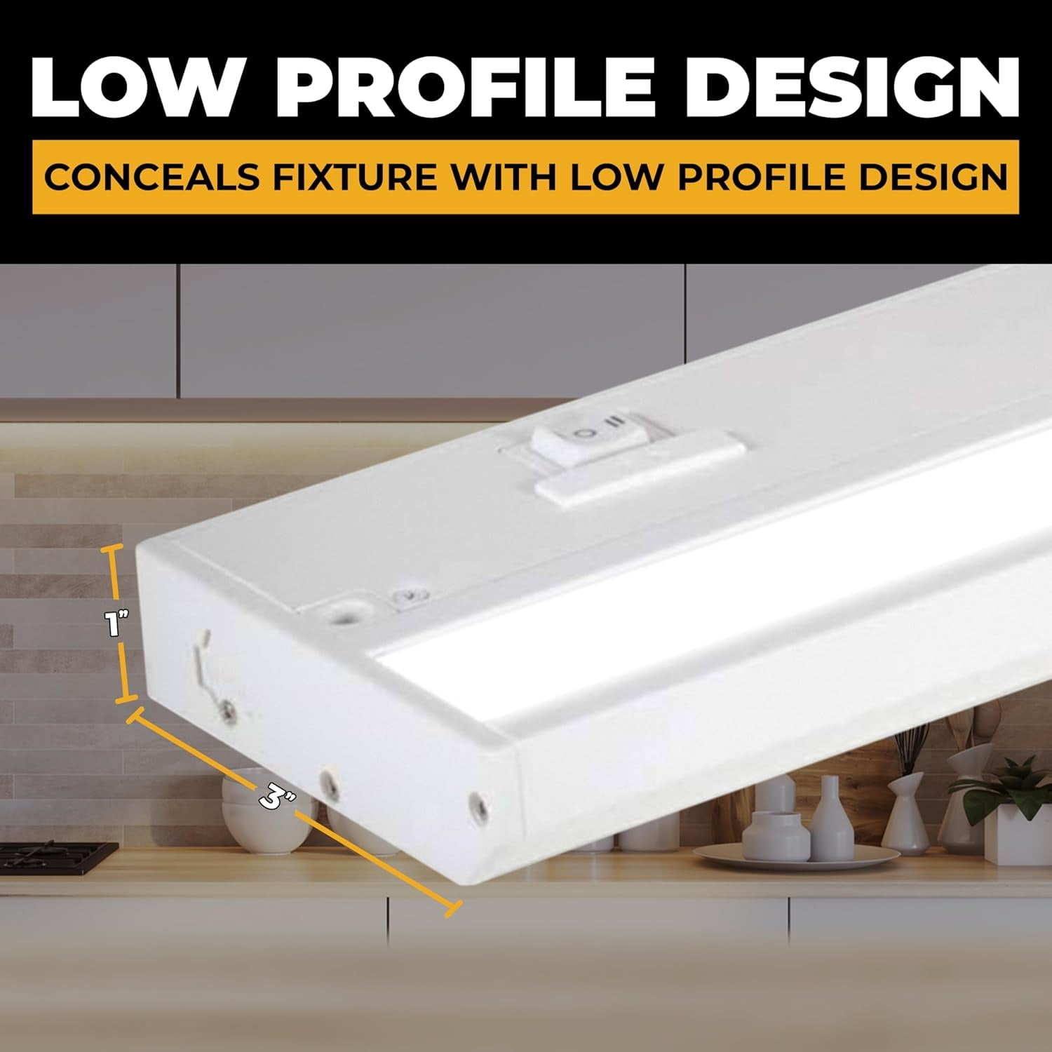 LED Under Cabinet Lighting Hardwired - 3CCT 18 Inch White Finish - Undercabinet Lights for Kitchen - Linkable Undercounter Dimmable Plug in Light or Hard Wired - Under Counter Fixture Direct Wire