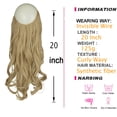 thumbnail image 4 of Hairpiece Hair Extensions with Invisible Transparent Wire Adjustable Size Removable Secure Clips in Curly Wavy Hidden Secret Hairpiece for Women 20 Inch 4.5 Oz -Black Brown Blonde, 4 of 8
