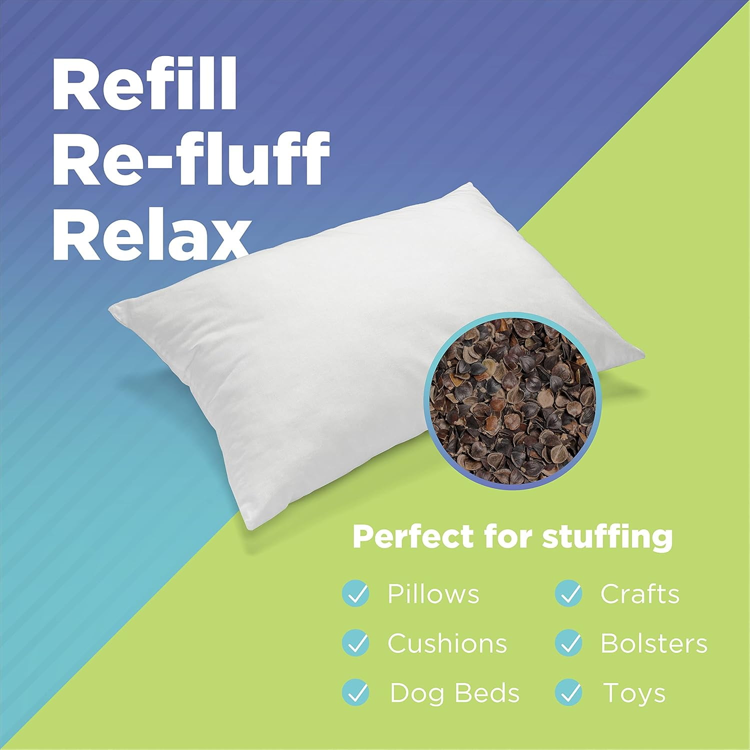 Organic Buckwheat Hulls Filler for Pillows, Yoga Zafus, and Cushions – Grown and Processed in USA, 5 LBS Pillow Filling