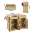 thumbnail image 2 of Finnhomy 55.3-Inch Rolling Kitchen Island with Storage, Rattan Doors, Hidden Wheels and Towel Rack  for Dining Room, 2 of 7