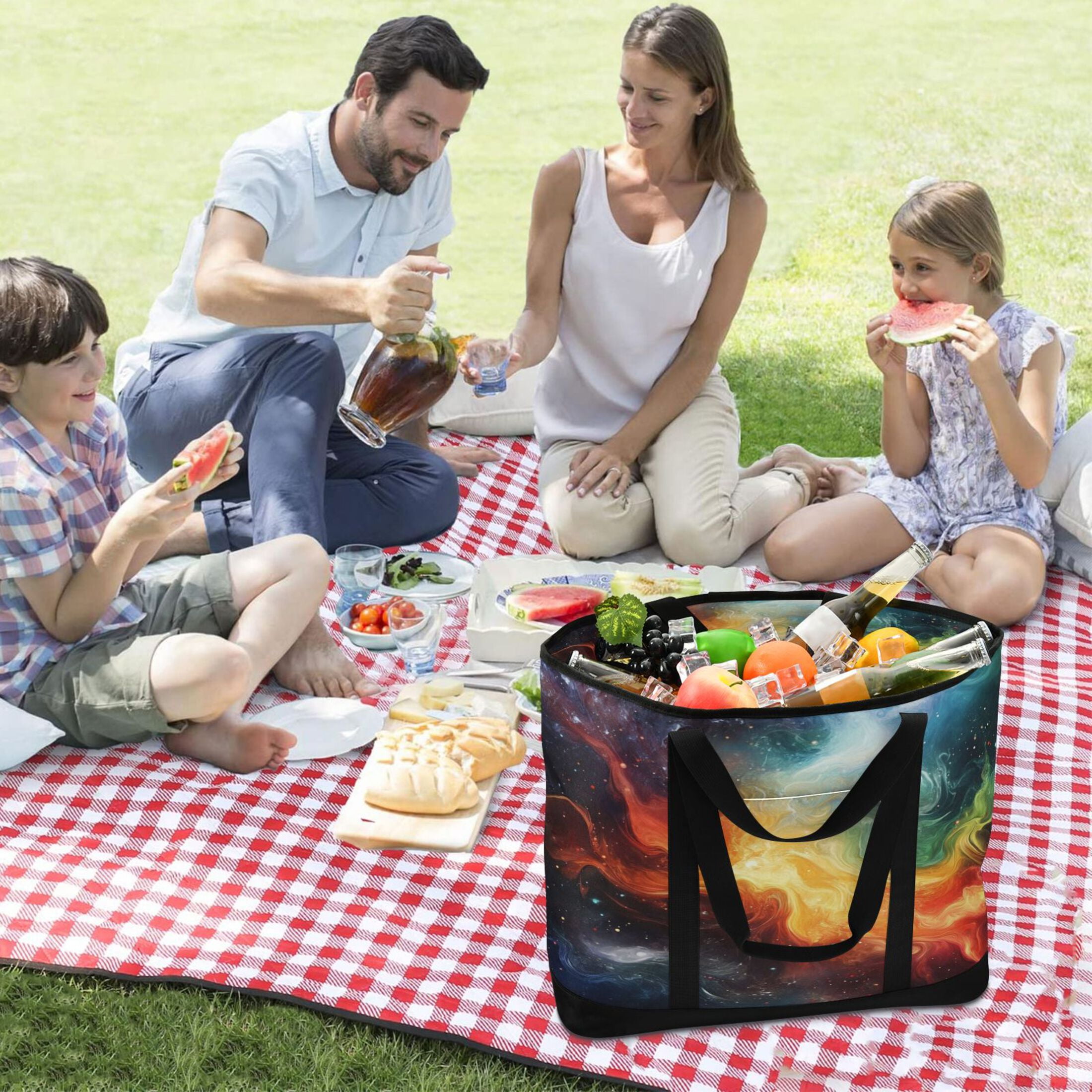 Large Hand-held Ice Pack Picnic Bag Insulation and Refrigeration Suitable for Shopping Picnics and Camping Color Universe