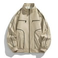thumbnail image 2 of Fjofpr Leather Jacket Men Xxl Man Streak Solid Color Pockets Zipper Lapel Leather Coat, 2 of 4