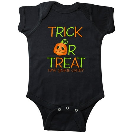 

Inktastic Trick or Treat Now Gimme Candy with Halloween Pumpkin Gift Baby Boy or Baby Girl Bodysuit