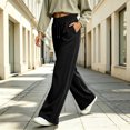 thumbnail image 6 of Women's Wide Leg Pants High Waisted Drawstring Elastic Waist Casual Loose Palazzo Solid Color Trousers with Pockets, 6 of 7