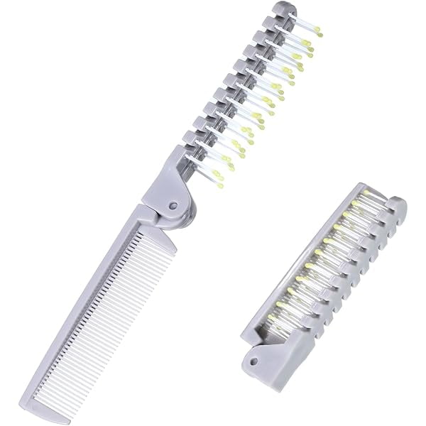 wonim44 2 PCS Double Headed Foldable Pocket Mini Compact, Travel Foldable Hair Comb Brush, Anti-Static Double-Sided Compact Comb for All Hair Type Hairdressing