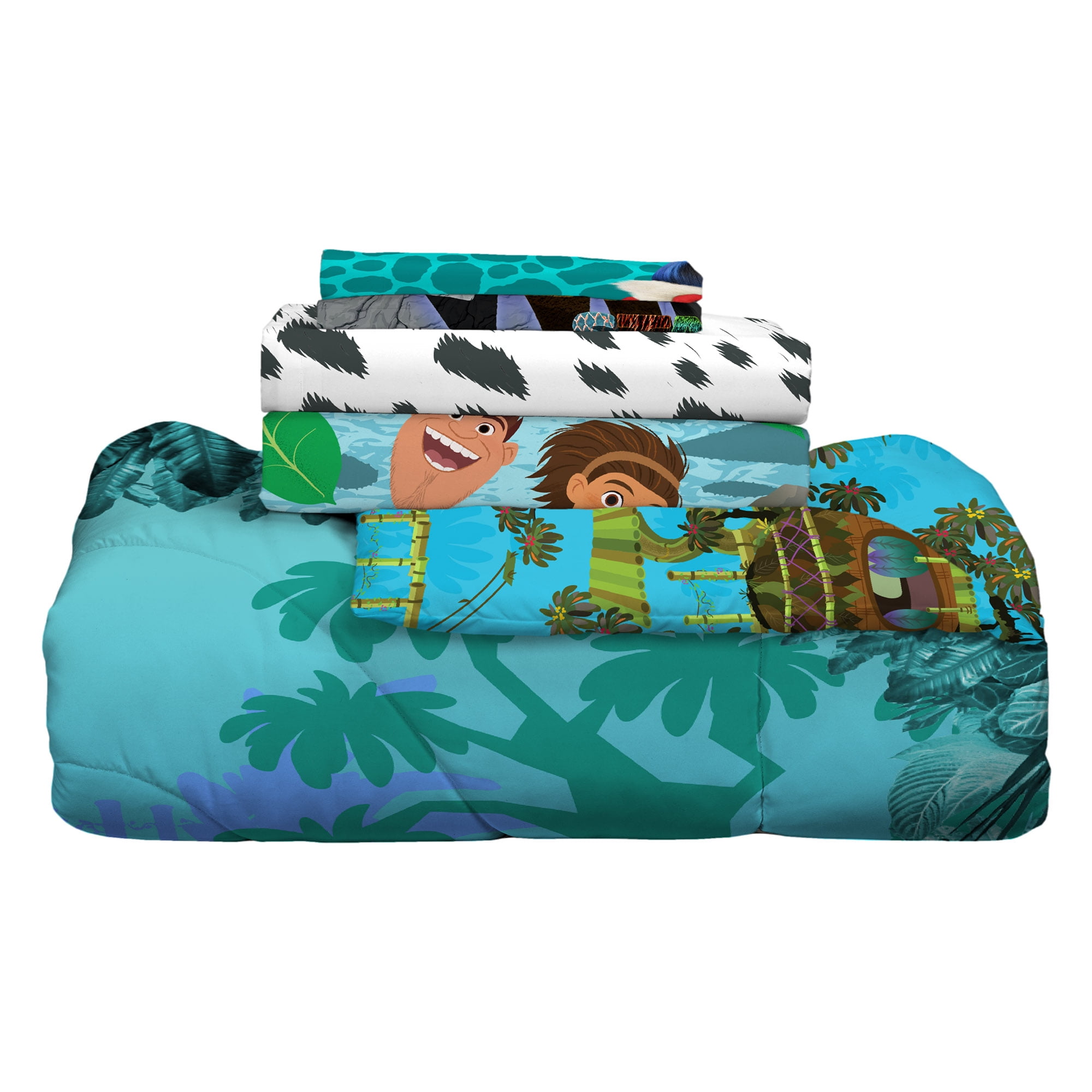 The Croods 2 Kids Full Bed in a Bag, Comforter and Sheets, Blue, DreamWorks