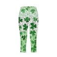 thumbnail image 4 of Simua Women's St. Patrick's Day Leopard Print Yoga Leggings Casual 3/4 Length Stretch High Waist Pants, 4 of 5