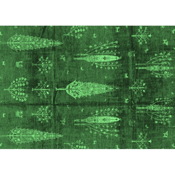 Ahgly Company Indoor Rectangle Abstract Emerald Green Modern Area Rugs, 6' x 9'
