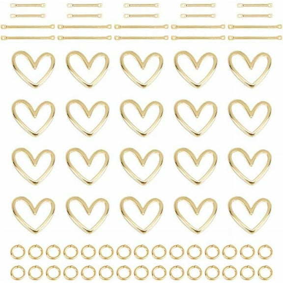 DIY Jewelry Making Finding Kit Including Brass Linking Rings & Links Connectors & Open Jump Rings Real 18K Gold Plated 70Pcs/box
