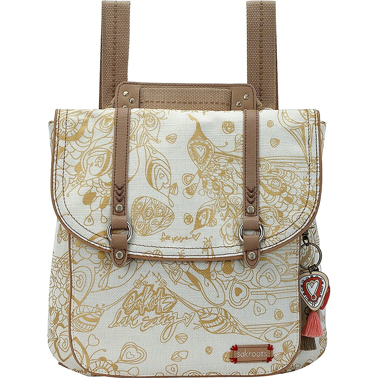 Sakroots Artist Circle Flap Convertible Backpack Shoulder Bag Black Cream  Tan | eBay