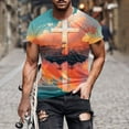 thumbnail image 1 of Styesk T-Shirts pour Homme Mode Hommes Confortable Imprimé Manches Courtes Col Rond Chemisiers Chemises, 1 of 5